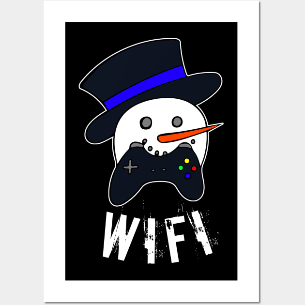 Snowman Face Gamer Wifi Wall Art by MaystarUniverse